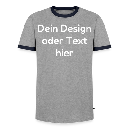 Männer Kontrast-T-Shirt - personalisierbare Vorder- und Rückseite - Grau/Navy 
