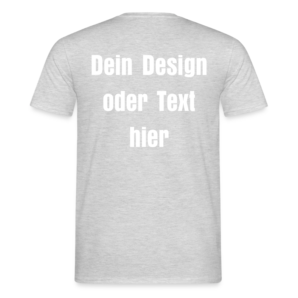Männer T-Shirt - personalisierbare Vorder- und Rückseite - Grau meliert