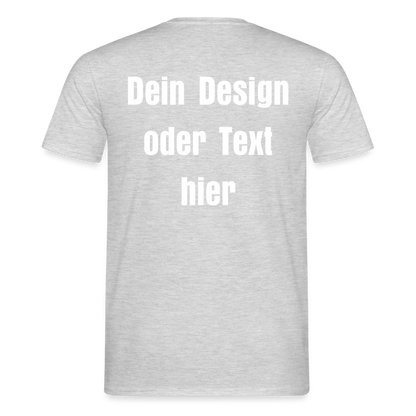 Männer T-Shirt - personalisierbare Vorder- und Rückseite - Grau meliert