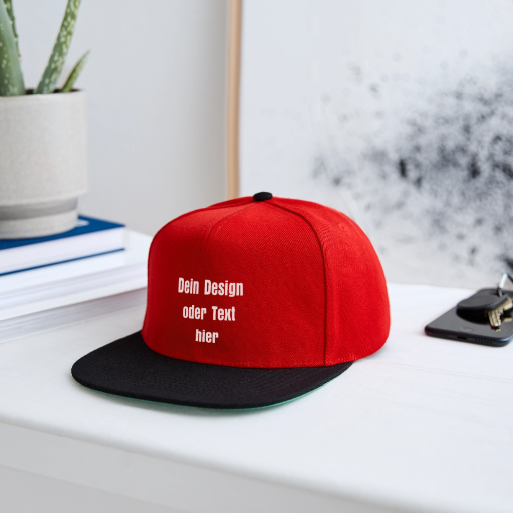 Snapback Cap - personalisierbar - Rot/Schwarz