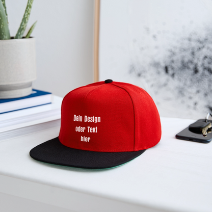 Snapback Cap - personalisierbar - Rot/Schwarz