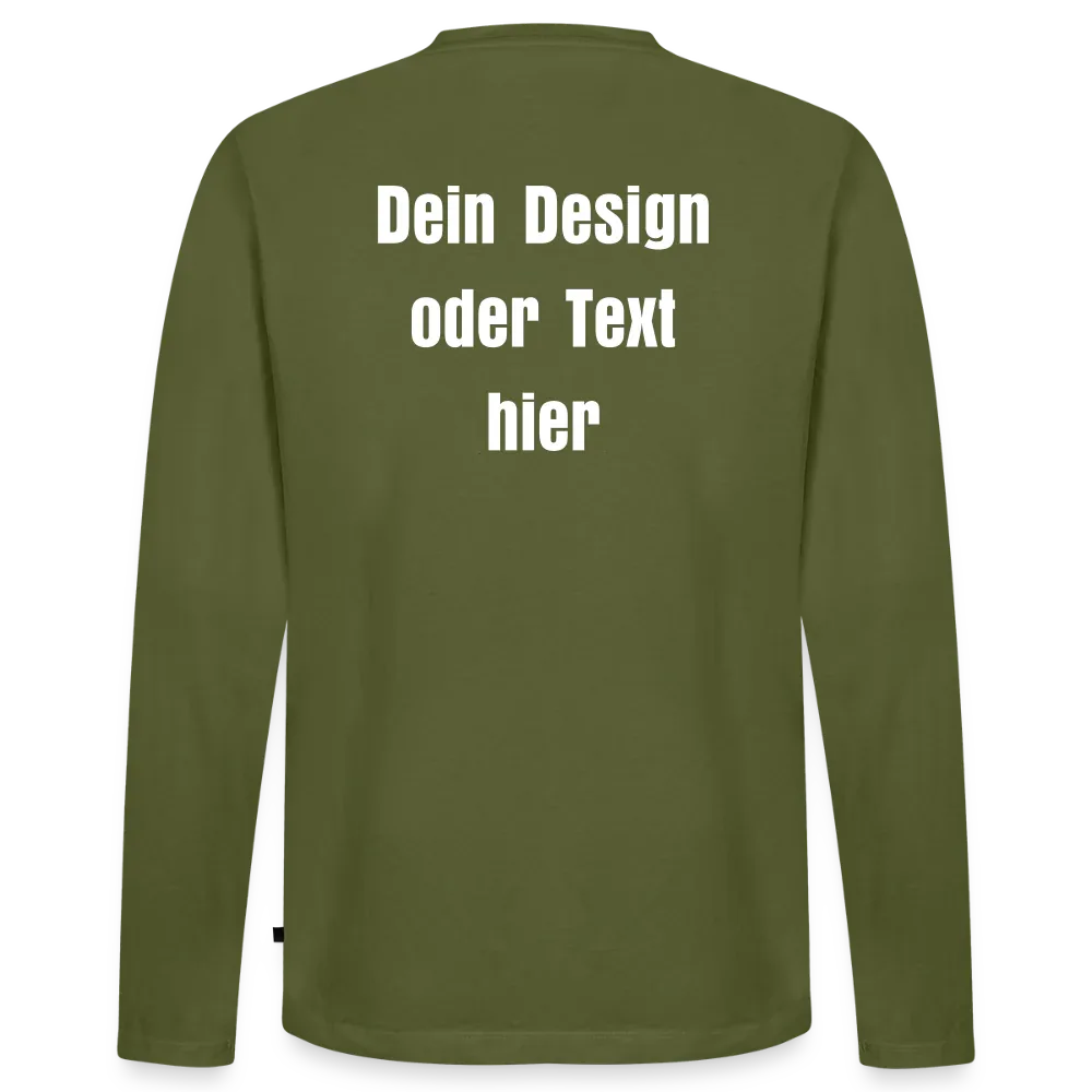 Männer Premium Bio Langarmshirt - personalisierbare Vorder- und Rückseite - Khaki