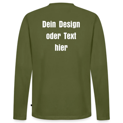 Männer Premium Bio Langarmshirt - personalisierbare Vorder- und Rückseite - Khaki