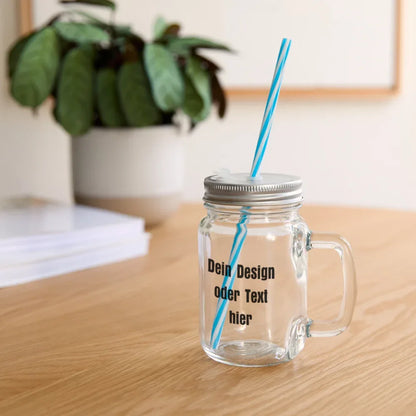 Henkelglas mit Schraubdeckel 400 ml - personalisierbar - Klar