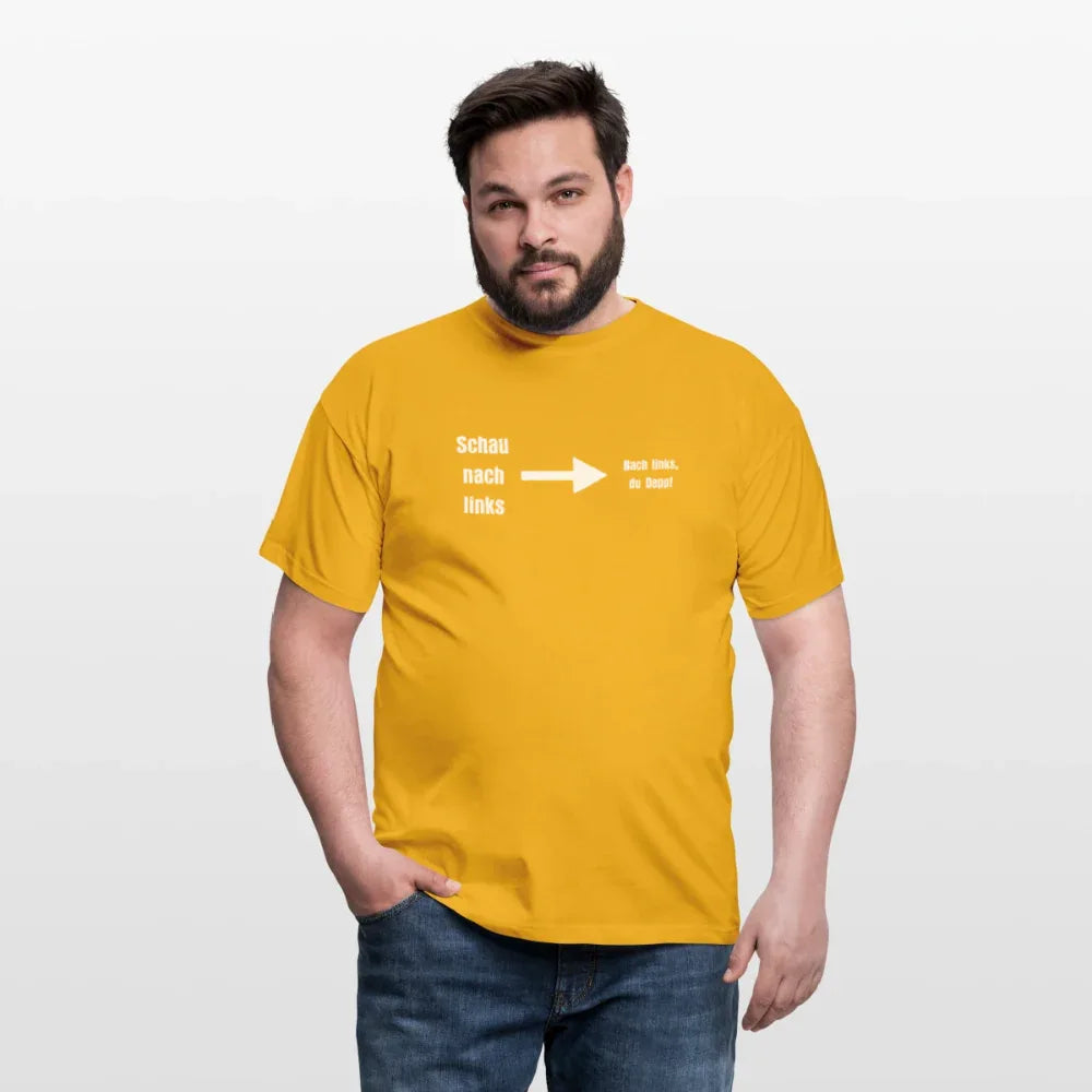 "Schau nach links" Motiv-T-Shirt für Männer - Gelb