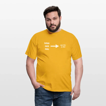 "Schau nach links" Motiv-T-Shirt für Männer - Gelb