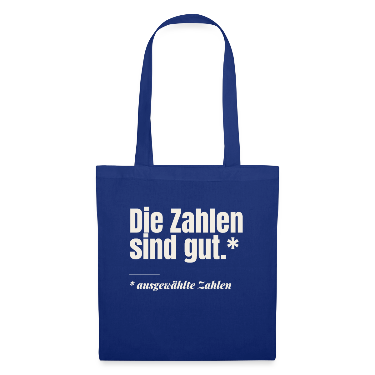 Die Zahlen sind gut. Ausgewählte Zahlen. Stoffbeutel, Farbe Royalblau