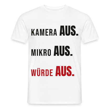Kamera aus, Würde aus Motiv-T-Shirt für Männer, Farbe Weiß
