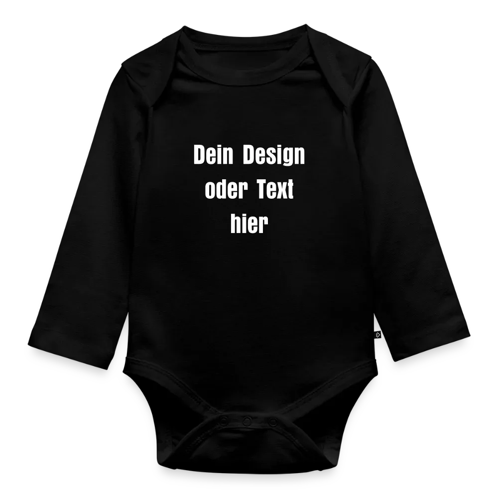 Baby Bio-Langarm-Body - personalisierbar - Schwarz