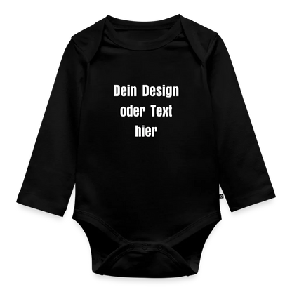 Baby Bio-Langarm-Body - personalisierbar - Schwarz