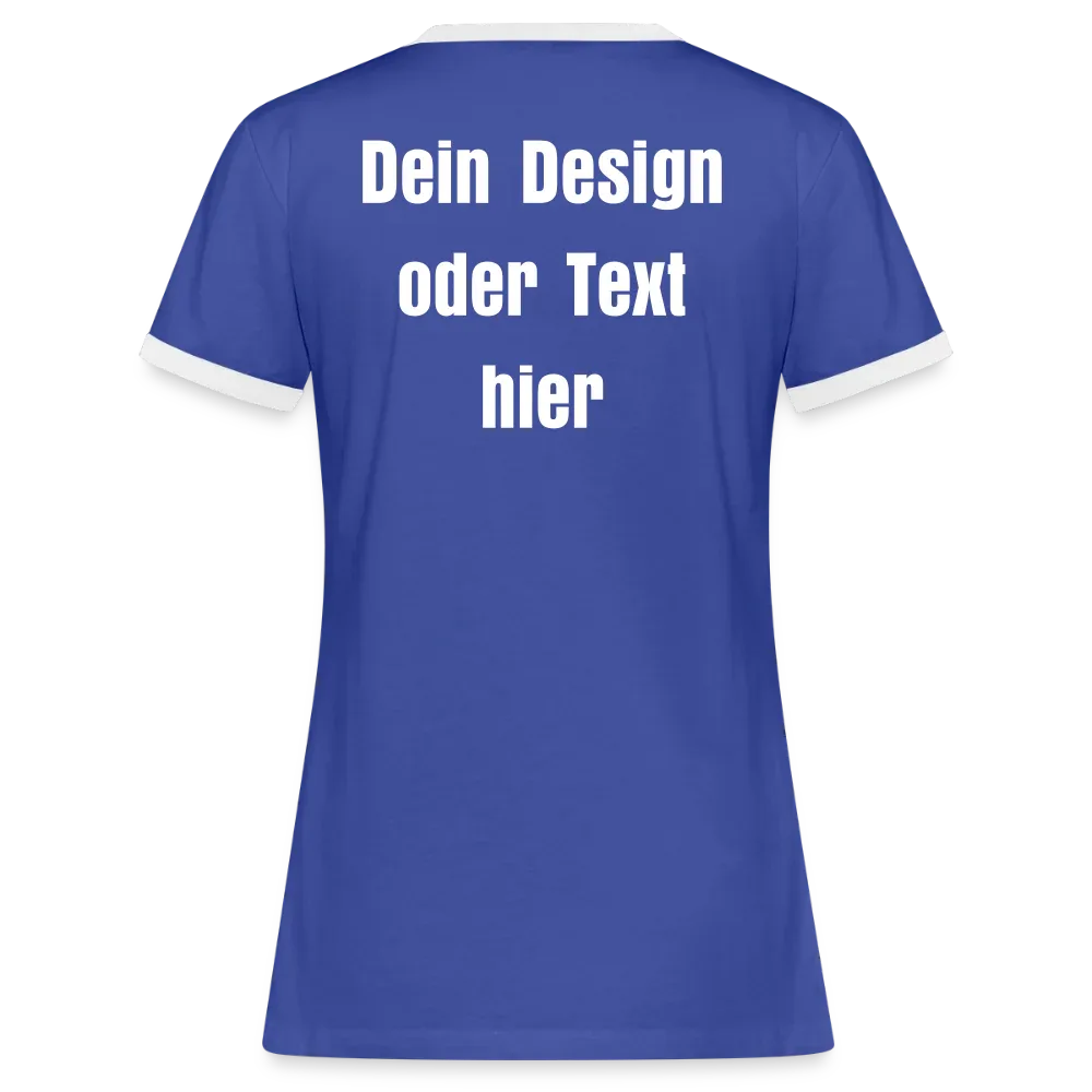 Frauen Kontrast-T-Shirt - personalisierbare Vorder- und Rückseite - Blau/Weiß