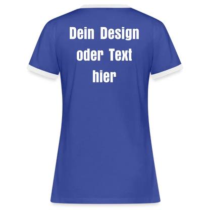 Frauen Kontrast-T-Shirt - personalisierbare Vorder- und Rückseite - Blau/Weiß