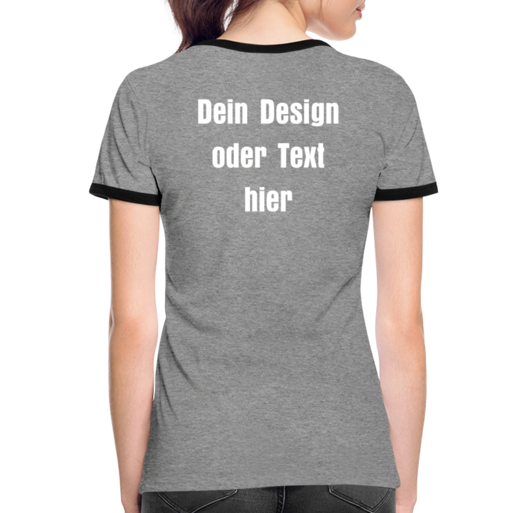 Frauen Kontrast-T-Shirt - personalisierbare Vorder- und Rückseite - Grau meliert/Schwarz