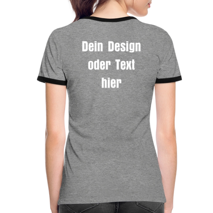 Frauen Kontrast-T-Shirt - personalisierbare Vorder- und Rückseite - Grau meliert/Schwarz