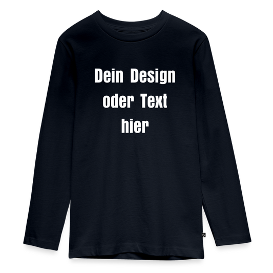 Teenager Premium Langarmshirt - personalisierbare Vorder- und Rückseite - Navy