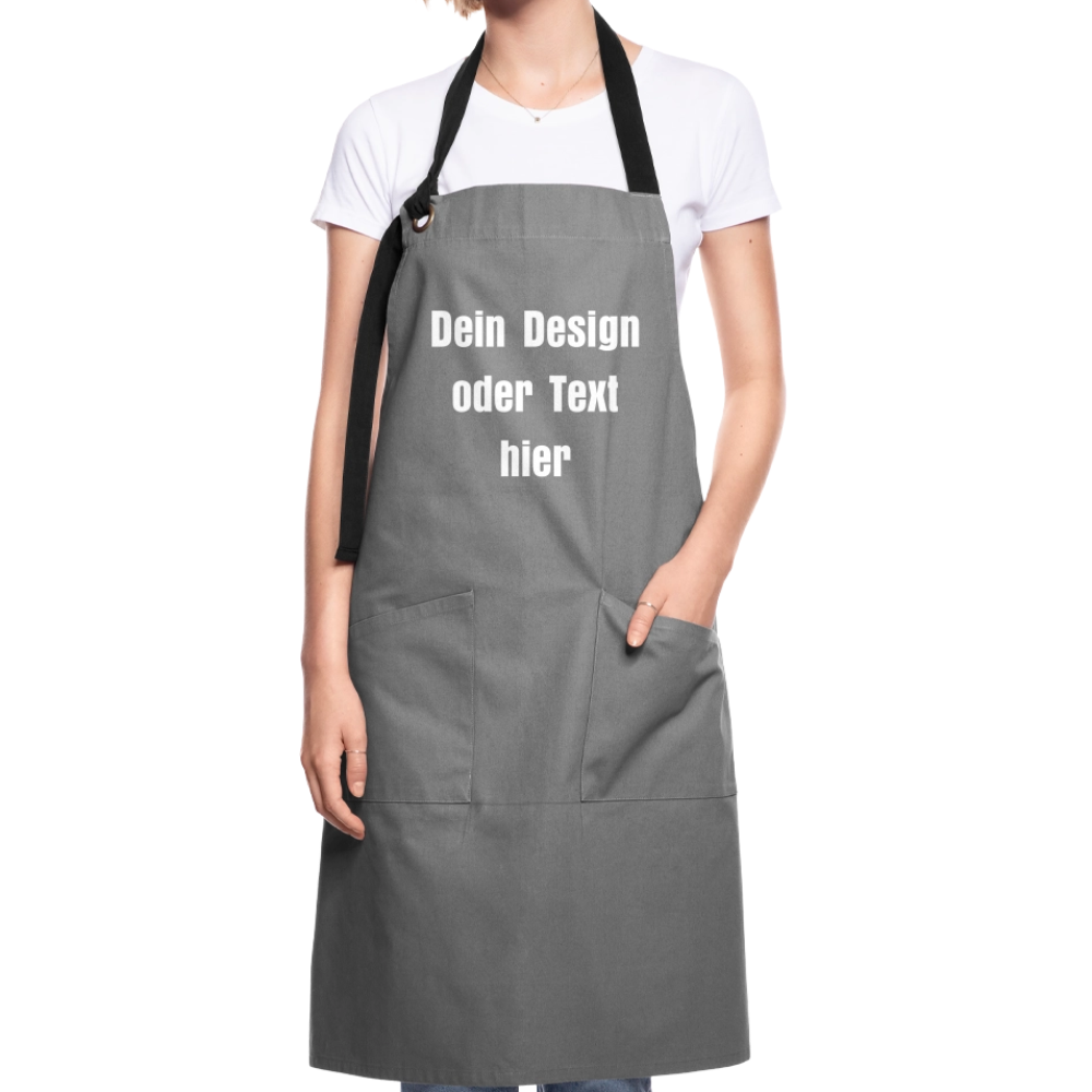 Kontrastschürze aus 100% Baumwolle, Metall - personalisierbar - Grau/Schwarz