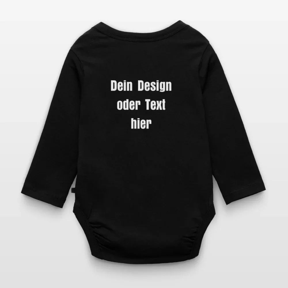 Baby Bio-Langarm-Body - personalisierbar - Schwarz
