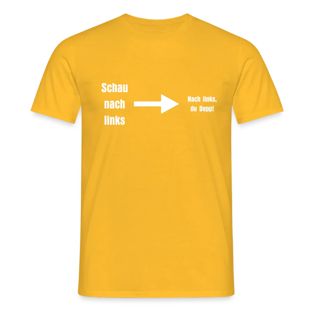 "Schau nach links" Motiv-T-Shirt für Männer - Gelb