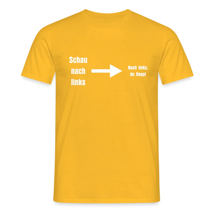 "Schau nach links" Motiv-T-Shirt für Männer - Gelb
