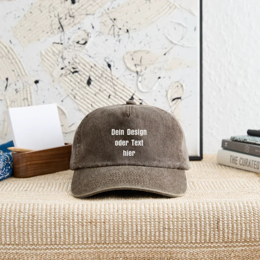 Vintage Dad Hat / Baseball Cap (100% Baumwolle) – personalisierbar - Vintage Braun
