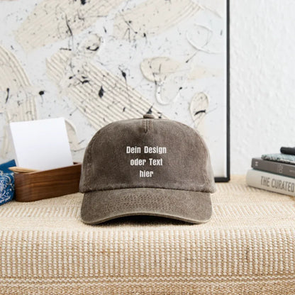 Vintage Dad Hat / Baseball Cap (100% Baumwolle) – personalisierbar - Vintage Braun