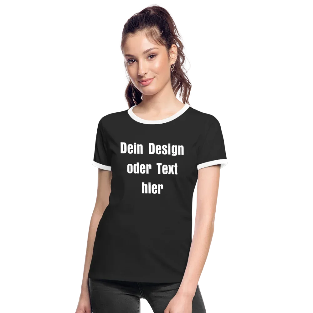 Frauen Kontrast-T-Shirt - personalisierbare Vorder- und Rückseite - Schwarz/Weiß