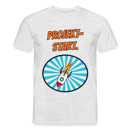 Projektstart. Motiv-T-Shirt für Männer, Farbe Grau meliert