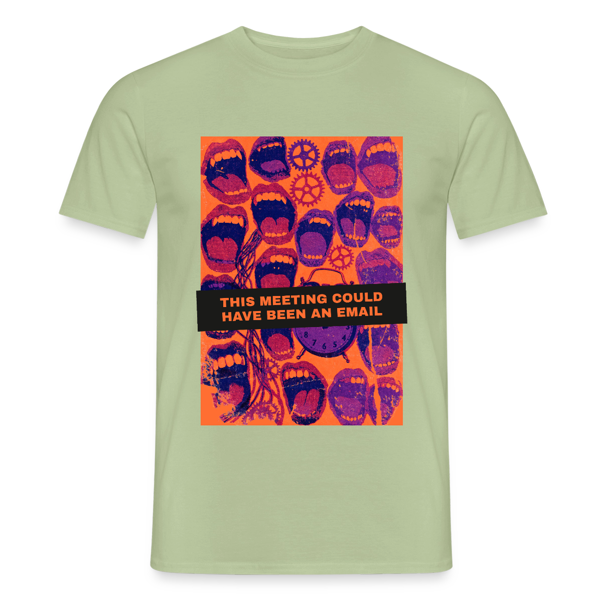 This meeting could have been an email. Raster-Motiv Motiv-T-Shirt für Männer, Farbe Sage