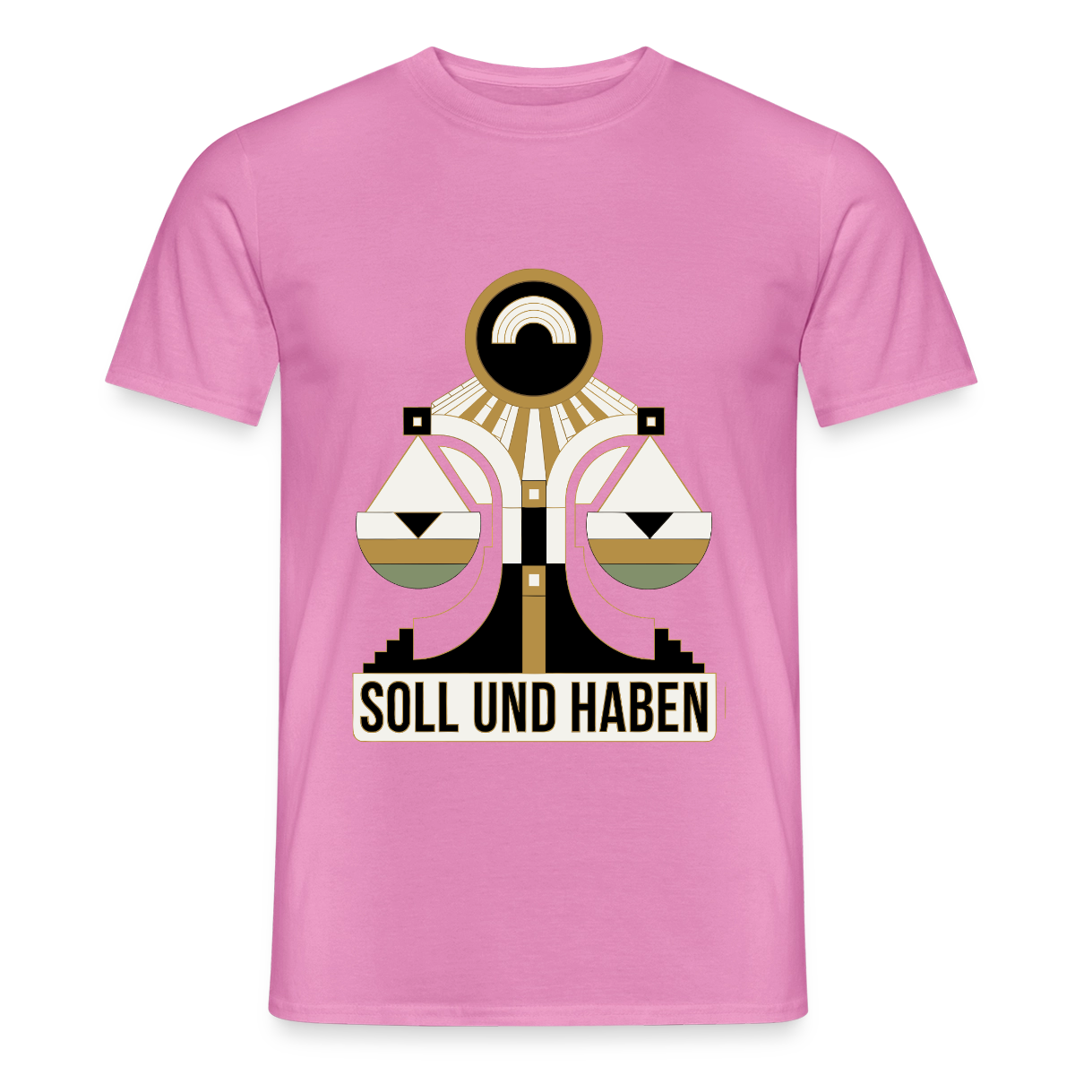 "Soll und Haben. Art-déco-Motiv" Motiv-T-Shirt für Männer, Farbe Pink