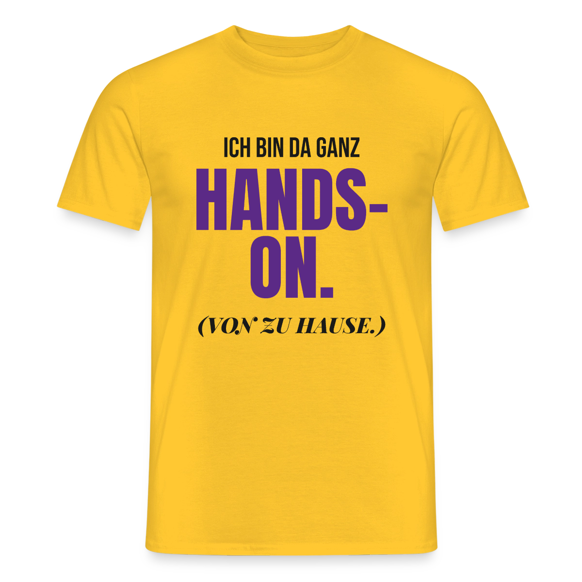 Hands-on von zu Hause Motiv-T-Shirt für Männer, Farbe Gelb