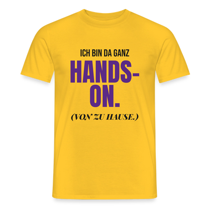 Hands-on von zu Hause Motiv-T-Shirt für Männer, Farbe Gelb