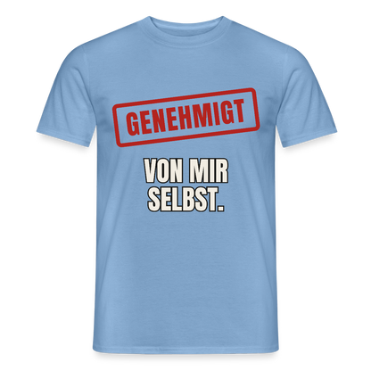 "Genehmigt. Von mir selbst." Motiv-T-Shirt für Männer, Farbe Carolina Blue