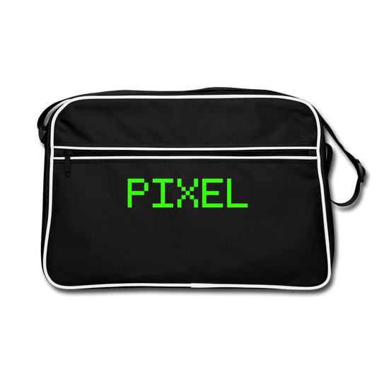 Pixel. Phosphor-Motiv Motiv-Retro-Tasche, Farbe Schwarz/Weiß
