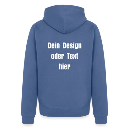 Männer Premium Kapuzenjacke - personalisierbare Vorder- und Rückseite - Taubenblau