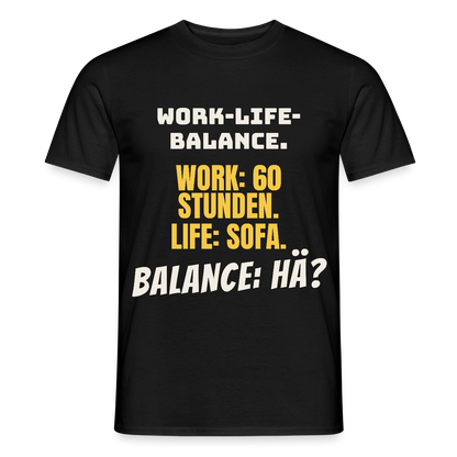 Balance: hä? Motiv-T-Shirt für Männer, Farbe Schwarz