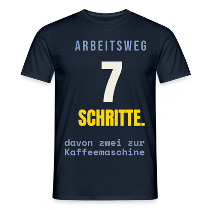 Arbeitsweg: sieben Schritte Motiv-T-Shirt für Männer, Farbe Navy