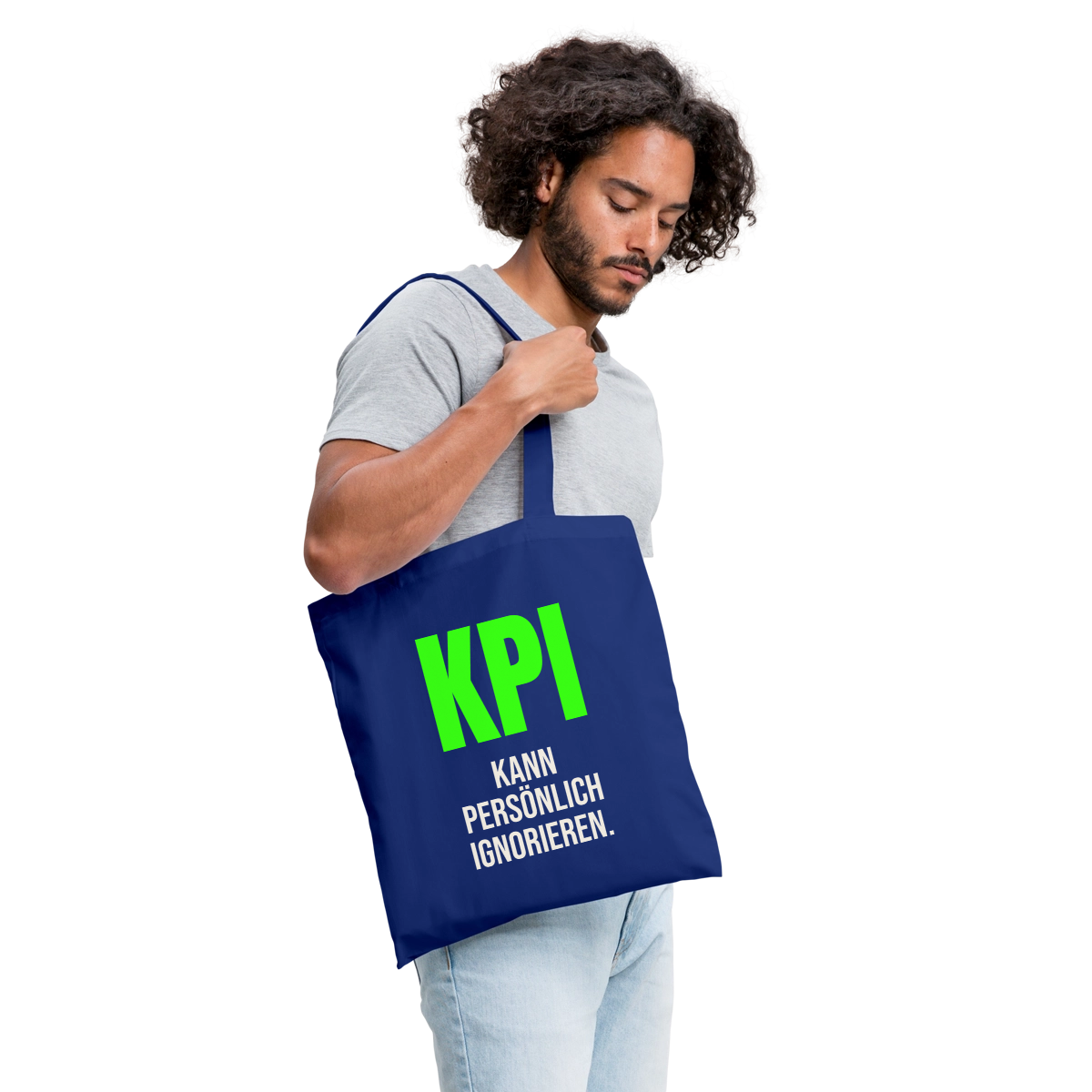 "KPI kann persönlich ignorieren." Stoffbeutel, Farbe Royalblau