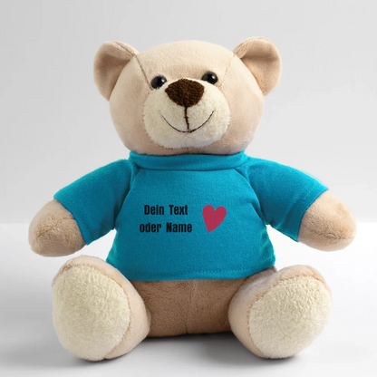 Teddy "Valentine" - personalisierbarer Text oder Name - Atollblau