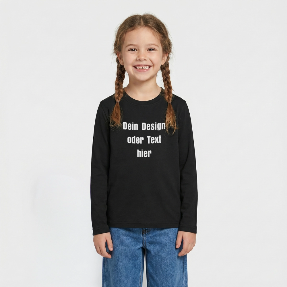Teenager Premium Langarmshirt - personalisierbare Vorder- und Rückseite - Schwarz