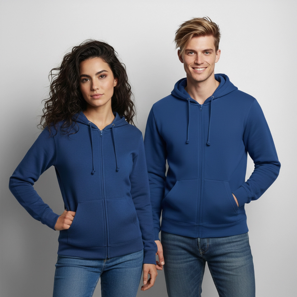 Unisex Kapuzenjacke - personalisierbare Vorder- und Rückseite - Royalblau