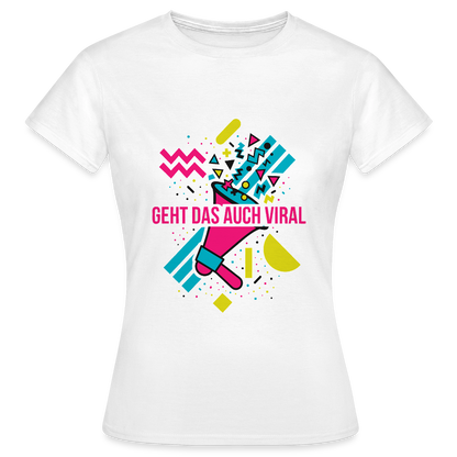 Geht das auch viral? Memphis-Motiv Motiv-T-Shirt für Frauen, Farbe Weiß