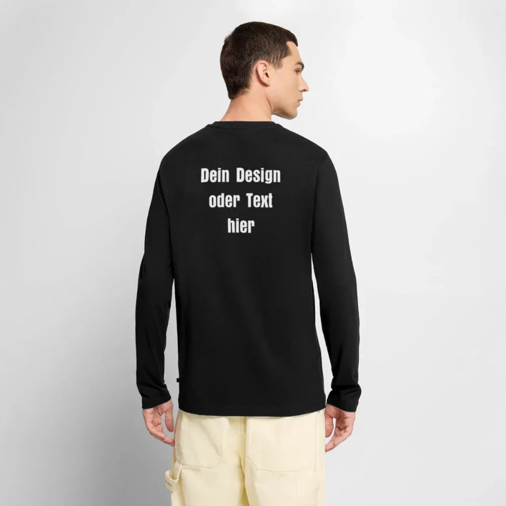 Männer Premium Bio Langarmshirt - personalisierbare Vorder- und Rückseite - Schwarz