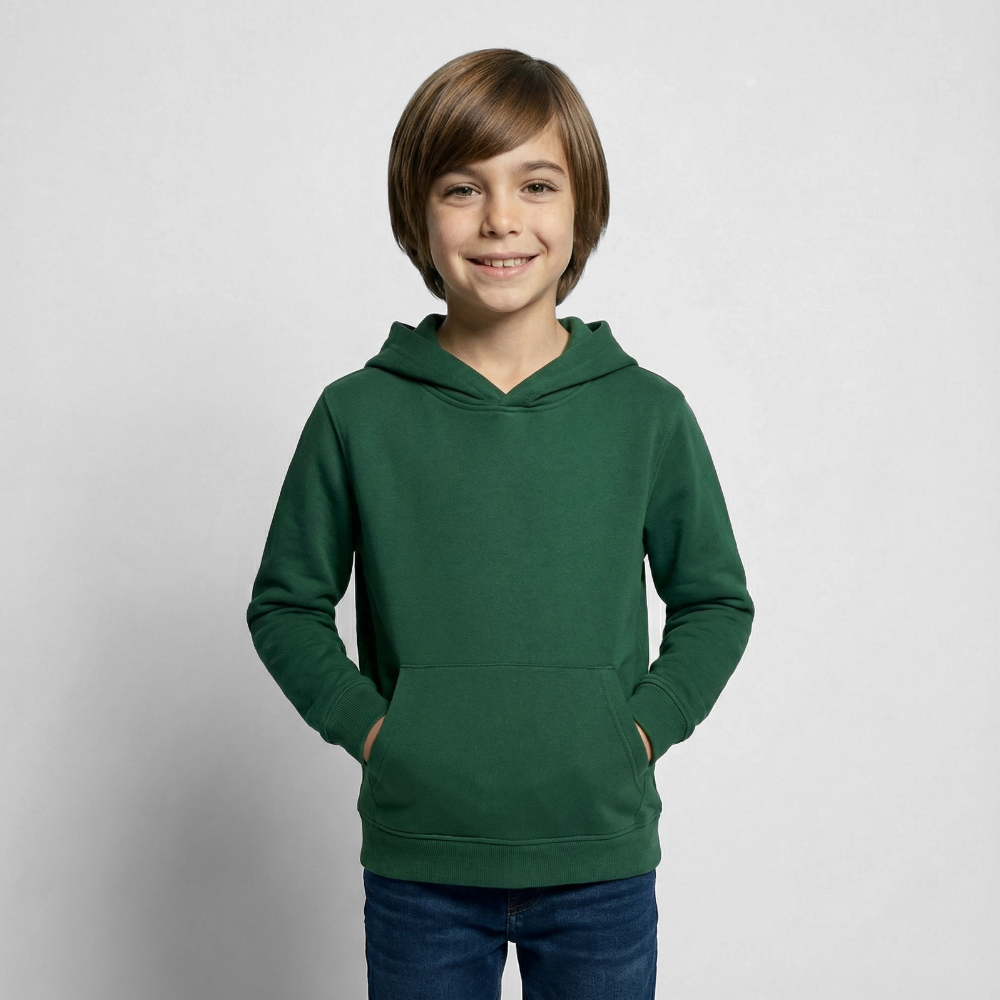 Kinder Hoodie - personalisierbare Vorder- und Rückseite - Flaschengrün