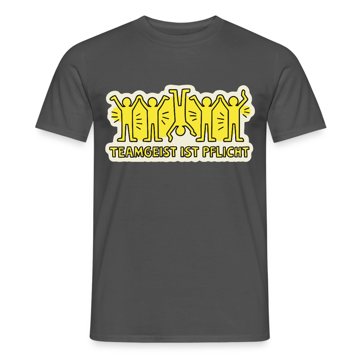 Teamgeist ist Pflicht. Pop-Art-Motiv Motiv-T-Shirt für Männer, Farbe Anthrazit