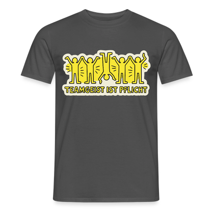 Teamgeist ist Pflicht. Pop-Art-Motiv Motiv-T-Shirt für Männer, Farbe Anthrazit