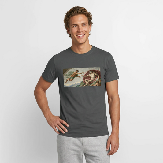 Die Schnittstelle. Renaissance-Motiv Motiv-T-Shirt für Männer, Farbe Anthrazit, Model