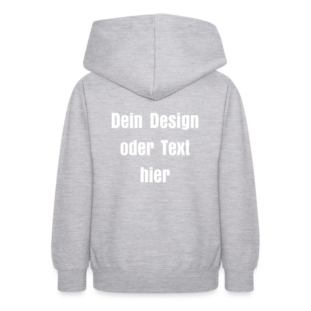 Teenager Hoodie - personalisierbare Vorder- und Rückseite - Hellgrau meliert