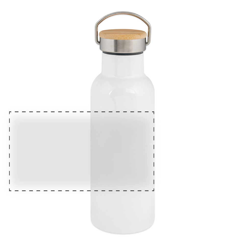 Thermosflasche mit Bambusdeckel - personalisierbar - Weiß