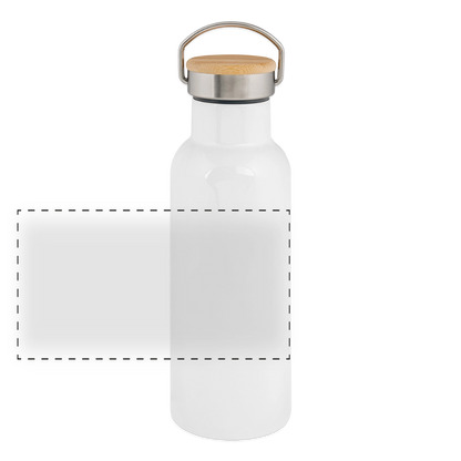 Thermosflasche mit Bambusdeckel - personalisierbar - Weiß