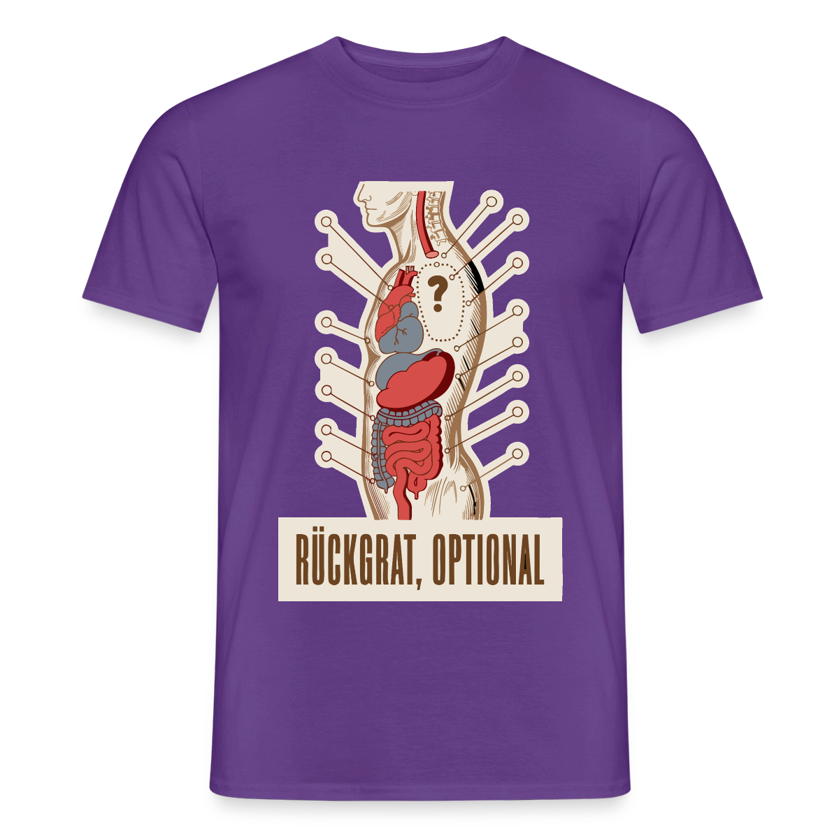 Rückgrat, optional. Anatomie-Motiv Motiv-T-Shirt für Männer, Farbe Lila